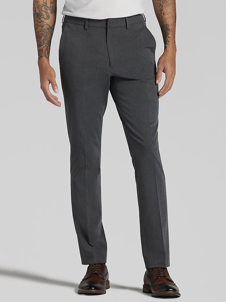 Egara Men s Skinny Fit Dress Pants at Men s Wearhouse Charcoal Gray Size 42W x 32L