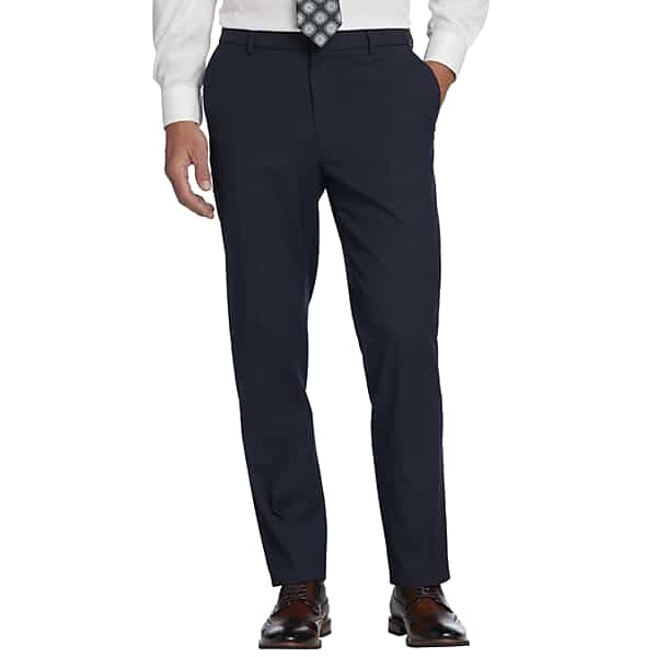 Awearness Kenneth Cole Men's Modern Fit Performance Dress Pants Navy Plaid - Size: 38W x 32L TMW20PB38201