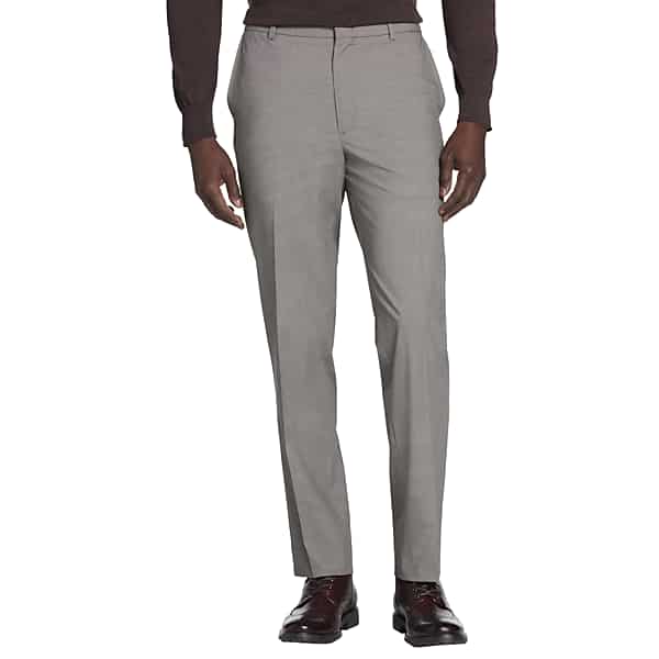 Awearness Kenneth Cole Men's Modern Fit Performance Dress Pants Brown Tic - Size: 34W x 34L