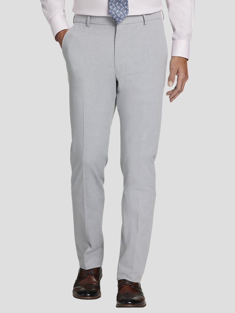 light grey men's dress pants Palm Beach Mens Light Heather Gray Double Pleated Wool Blend Dress Pants, 56W