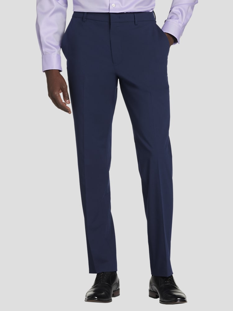 fitted lace wedding dress Shop Stretch Modern-Fit Dress Pant – Navy main image 1