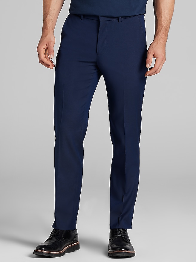 Awearness Kenneth Cole Men's CHILLFLEX Slim Fit Performance Dress Pants , Navy / Blue