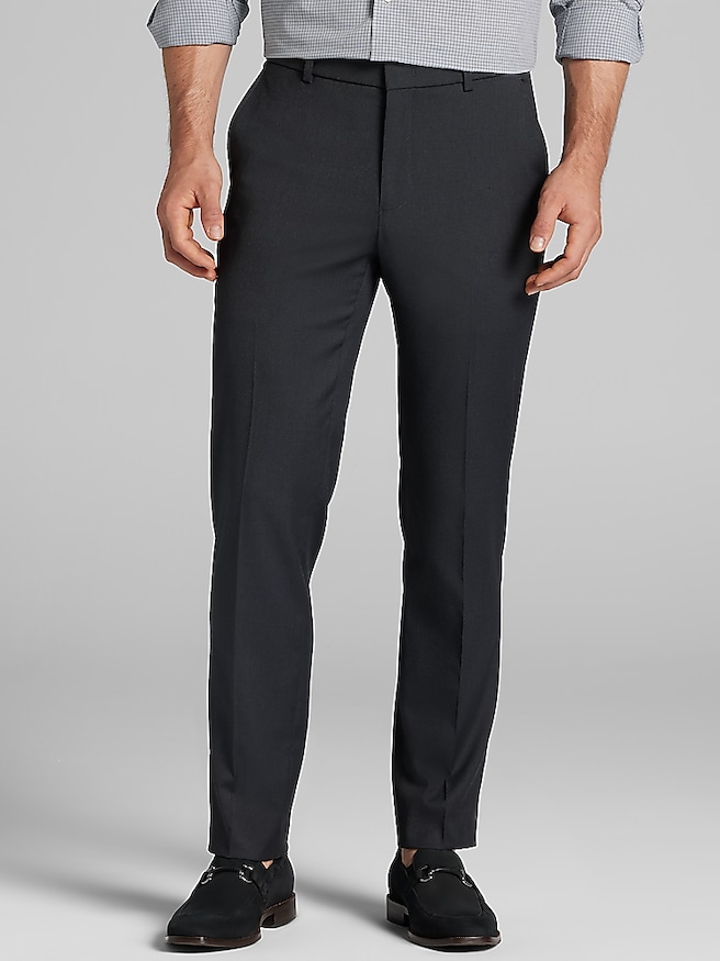 Awearness Kenneth Cole Men's CHILLFLEX Slim Fit Performance Dress Pants , Charcoal / Gray