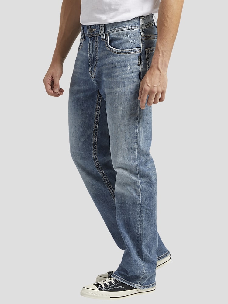 【BLR】Embossed Wave Washing Boots Cut Denim Pants Grey Ultra Soft Denim Baby Bootcut | HUE