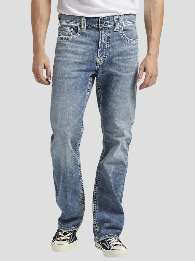 Silver Jeans Men's Classic Fit Boot Cut Washable Jeans , Medium Wash / Blue