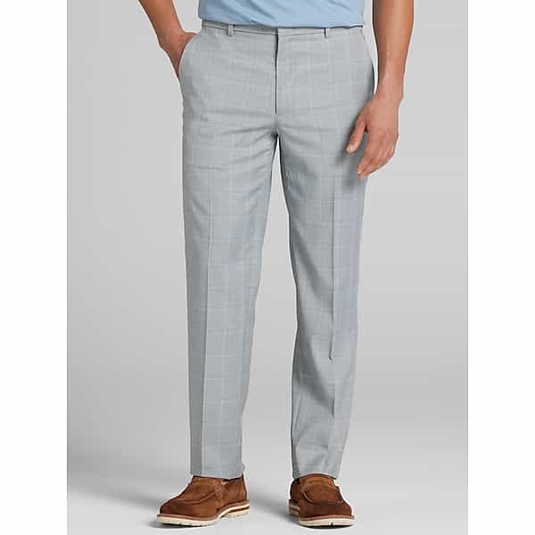 Awearness Kenneth Cole Men's Modern Fit Dress Pants Light Grey Plaid - Size: 36W x 30L TMW21PB36064