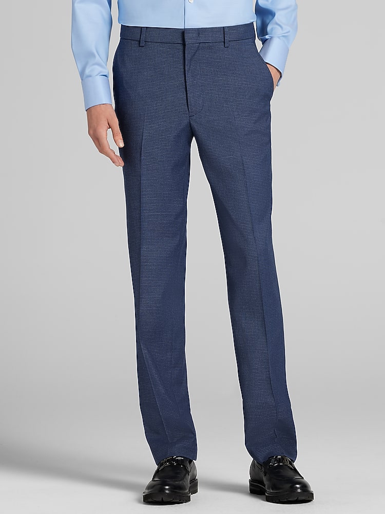 Awearness Kenneth Cole Modern Fit Dress Pants, Med Check Blue - Size: 30 30  | Dress Pants | Men's Wearhouse