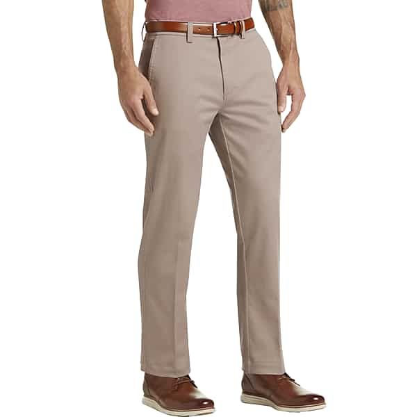 Haggar Men's Iron Free Premium Khaki™ Straight Fit Flat Front Pant Tan Casual - Size: 42W x 32L TMW21X442223