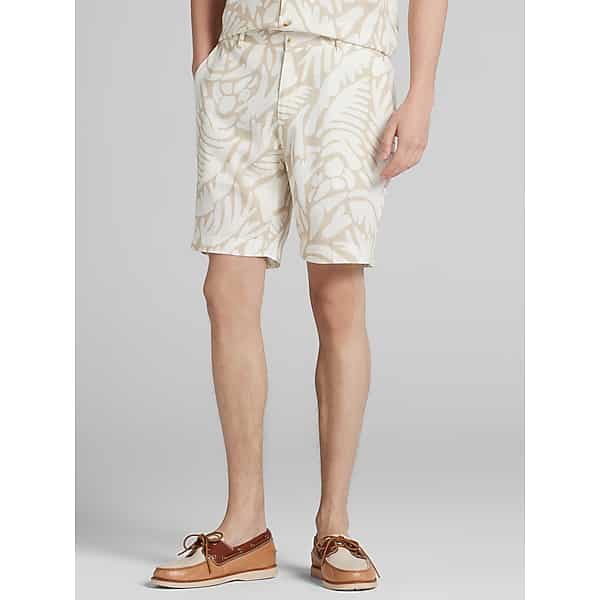 Paisley & Gray Men's Slim Fit Linen Blend Shorts Tan/Cream - Size: 34 TMW226B34405