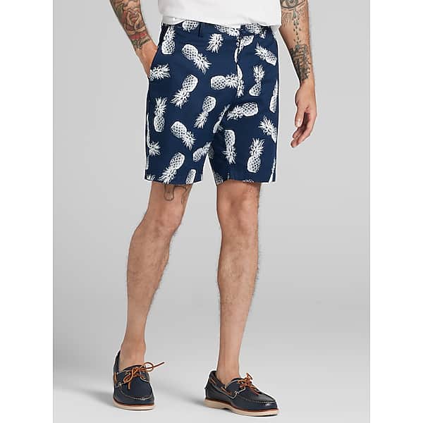 Paisley & Gray Men's Paisley & Amp; Gray Slim Fit Linen Blend Shorts Navy - Size: 34 TMW228B34401