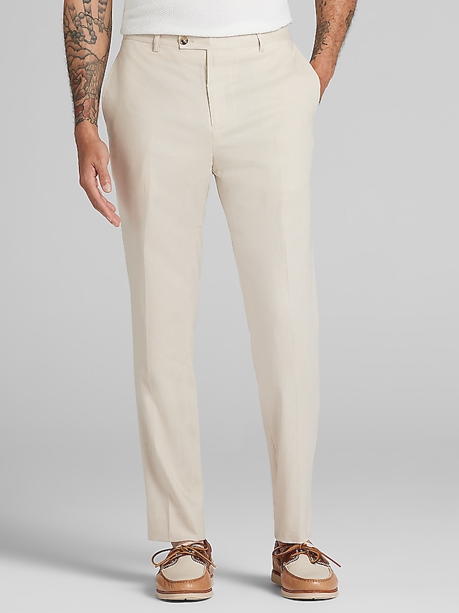 Paisley & Gray Men's Slim Fit Linen Blend Pants , Tan