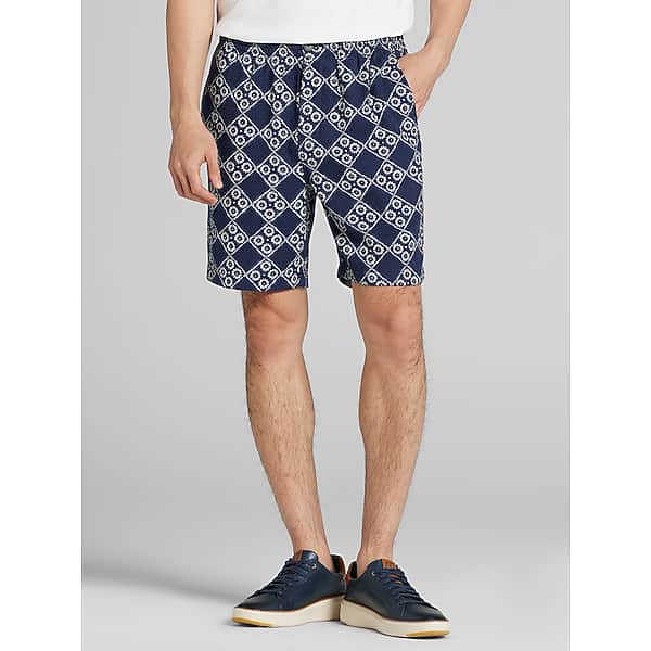 Joseph Abboud Big & Tall Men's Modern Fit Diamond Dobby Shorts 7" Navy - Size: XXL
