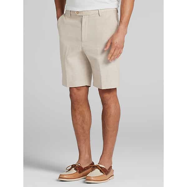 Joseph Abboud Men's Modern Fit Linen Blend Shorts Moonstruck Tan - Size: 46 TMW22DB46405