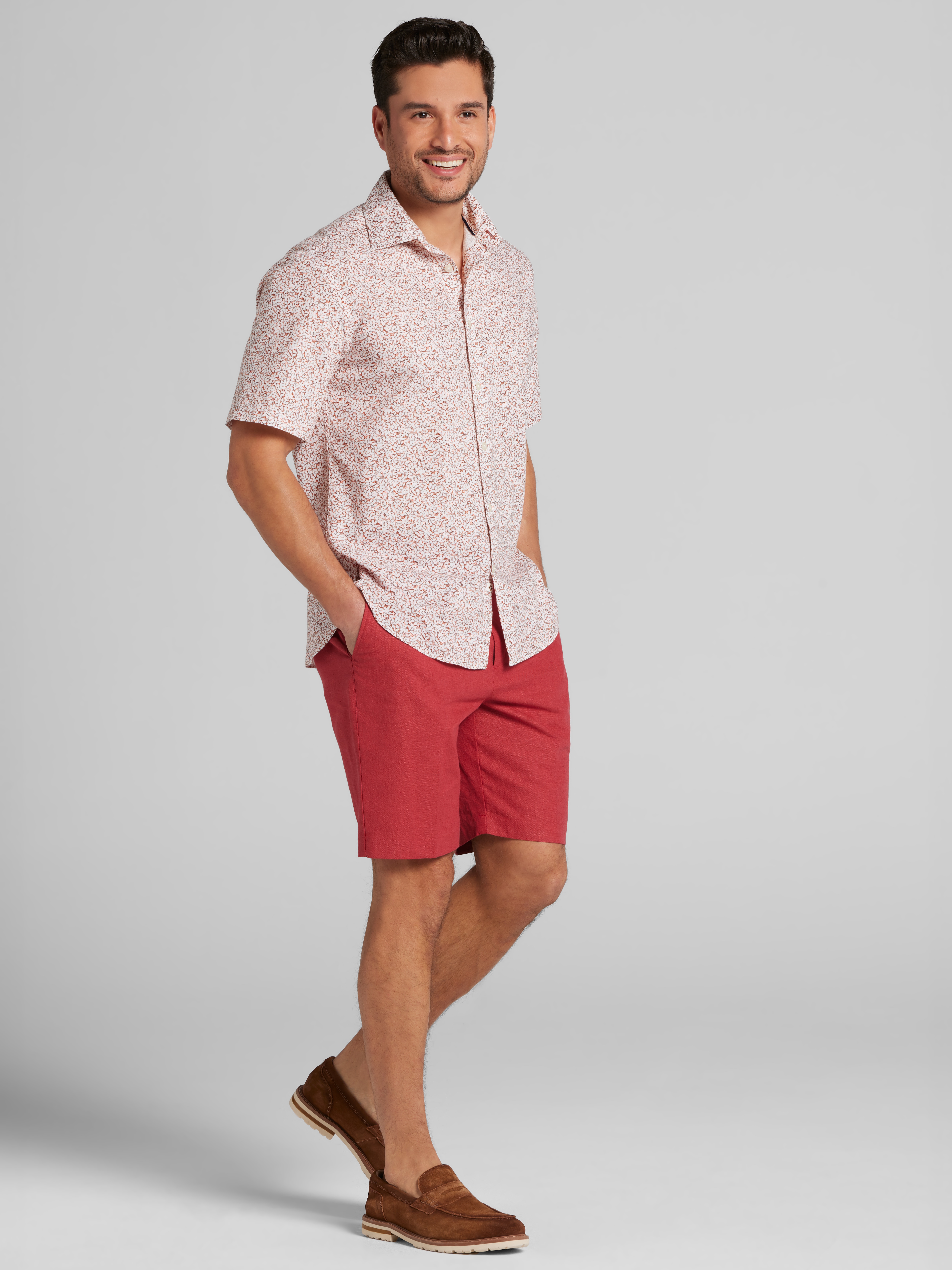 Modern Fit Linen Blend Shorts