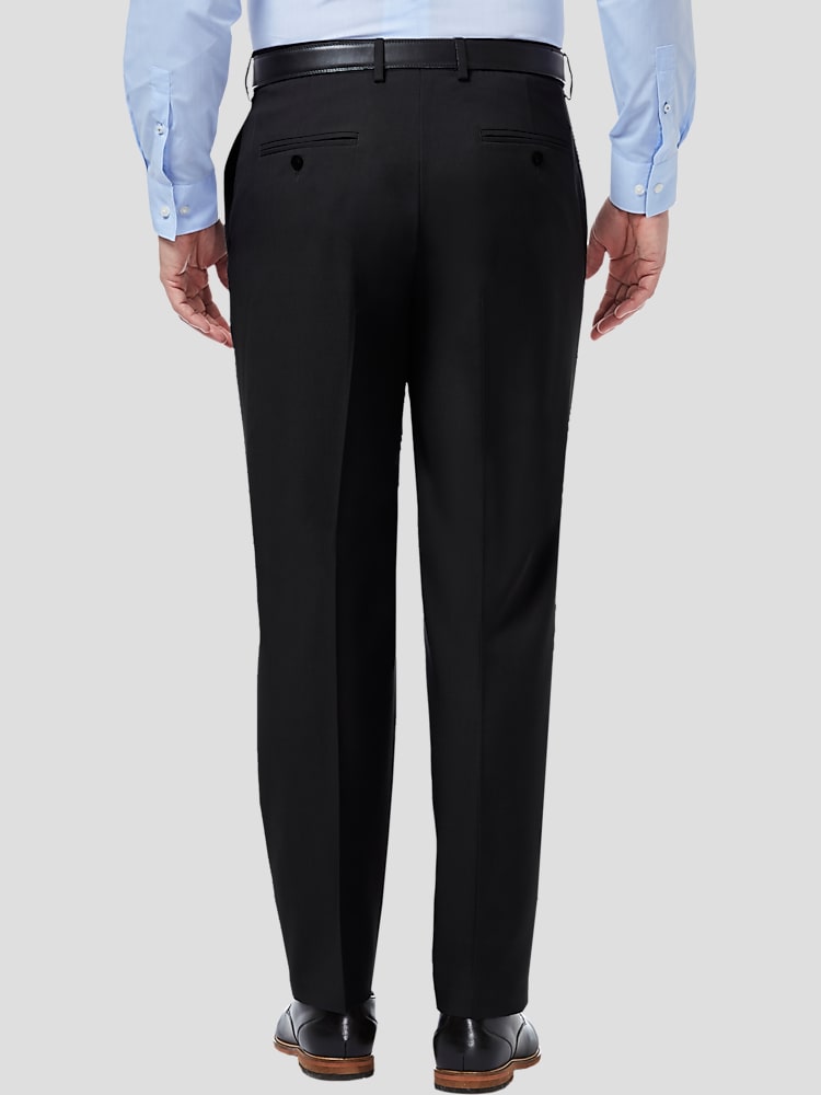 Mens Haggar Premium Comfort Flat Front Classic Fit Dress Pants Black