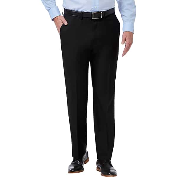 Haggar Mens Premium Comfort Classic Fit Flat Front Dress Pant Black - Size: 42W x 29L