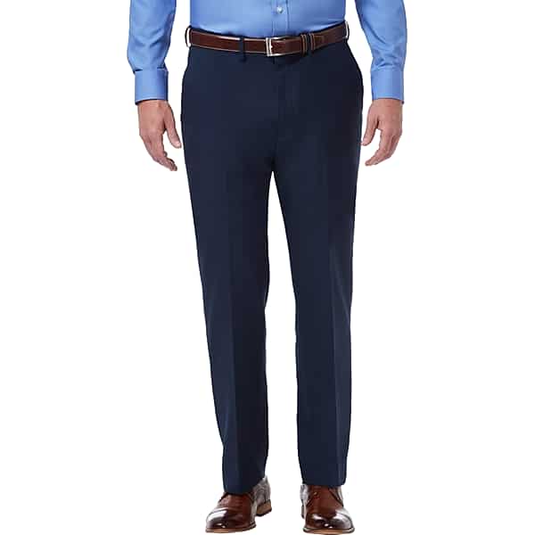 Haggar Mens Premium Comfort Classic Fit Flat Front Dress Pant Blue - Size: 40W x 32L