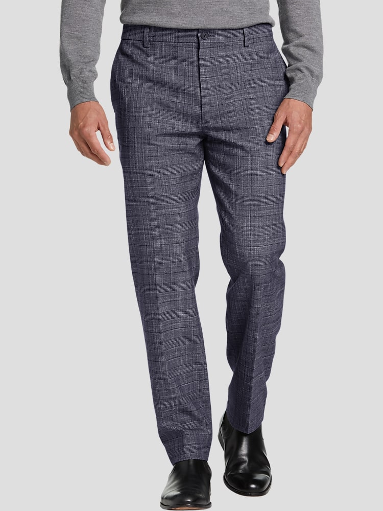 Men Dress Pants Slim Fit Formal Business Plaid Pants Men Pantalon