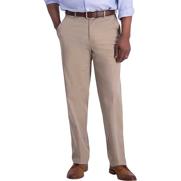 Haggar Men's Iron-Free Premium Khaki™ Classic Fit Flat-Front Pants Med Khaki - Size: 36W x 34L