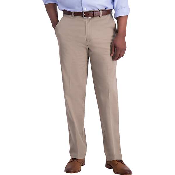 Haggar Men's Iron-Free Premium Khaki™ Classic Fit Flat Front Pant Med Khaki - Size: 42W x 30L