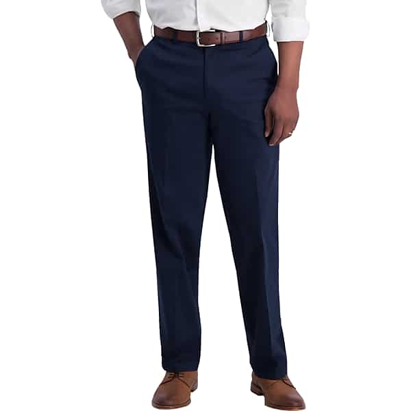 Haggar Men's Iron-Free Premium Khaki™ Classic Fit Flat Front Pant Dark Navy - Size: 44W x 30L