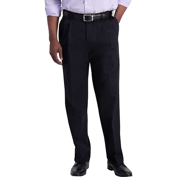 Haggar Men's Iron-Free Premium Khaki™ Classic Fit Pleat Front Pant Black Casual - Size: 38W x 31L TMW234U38128