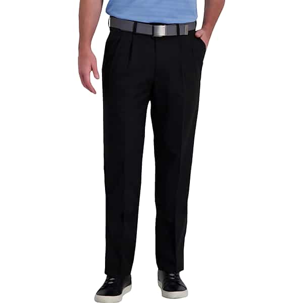 Haggar Men's Cool Right® Performance Flex Classic Fit Pleat Front Pant Black Solid - Size: 36W x 30L