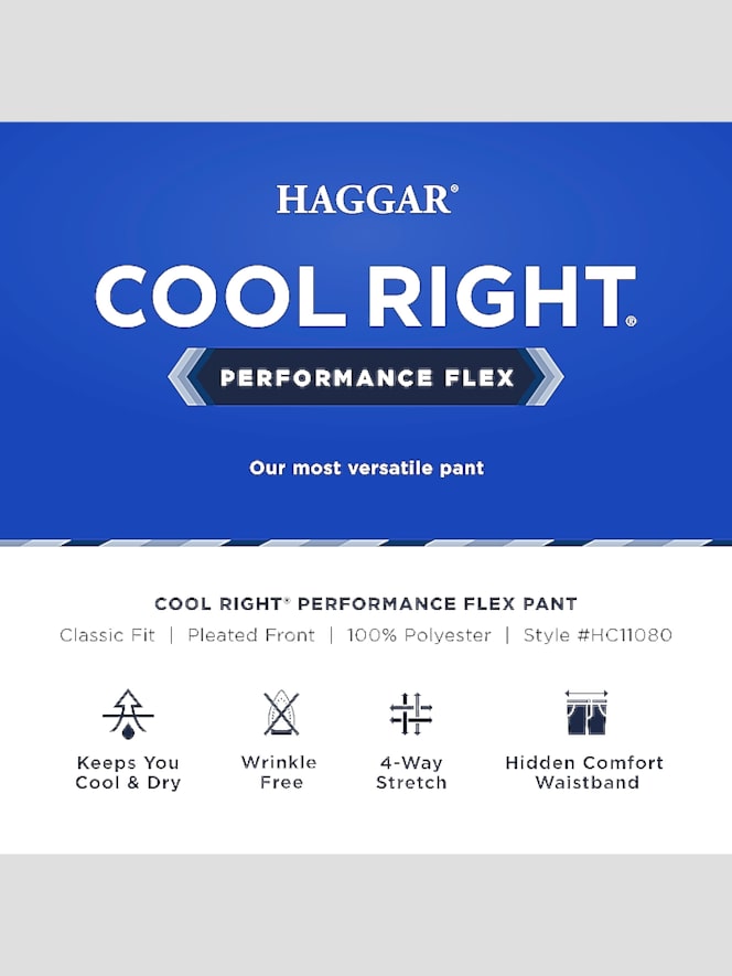 Haggar Cool Right&reg; Performance Flex Classic Fit Pleat Front Pant, Midnight - Image 4 of 4
