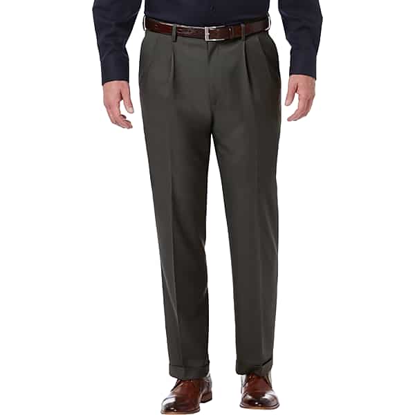 Haggar Men's Premium Comfort Classic Fit Pleat-Front Pants Charcoal Gray - Size: 34W x 29L