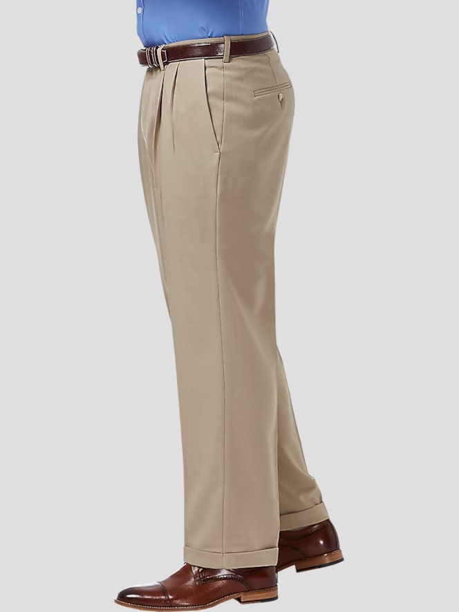 Haggar Premium Comfort Classic Fit Pleat Front Pant, Med Khaki - Image 3 of 4