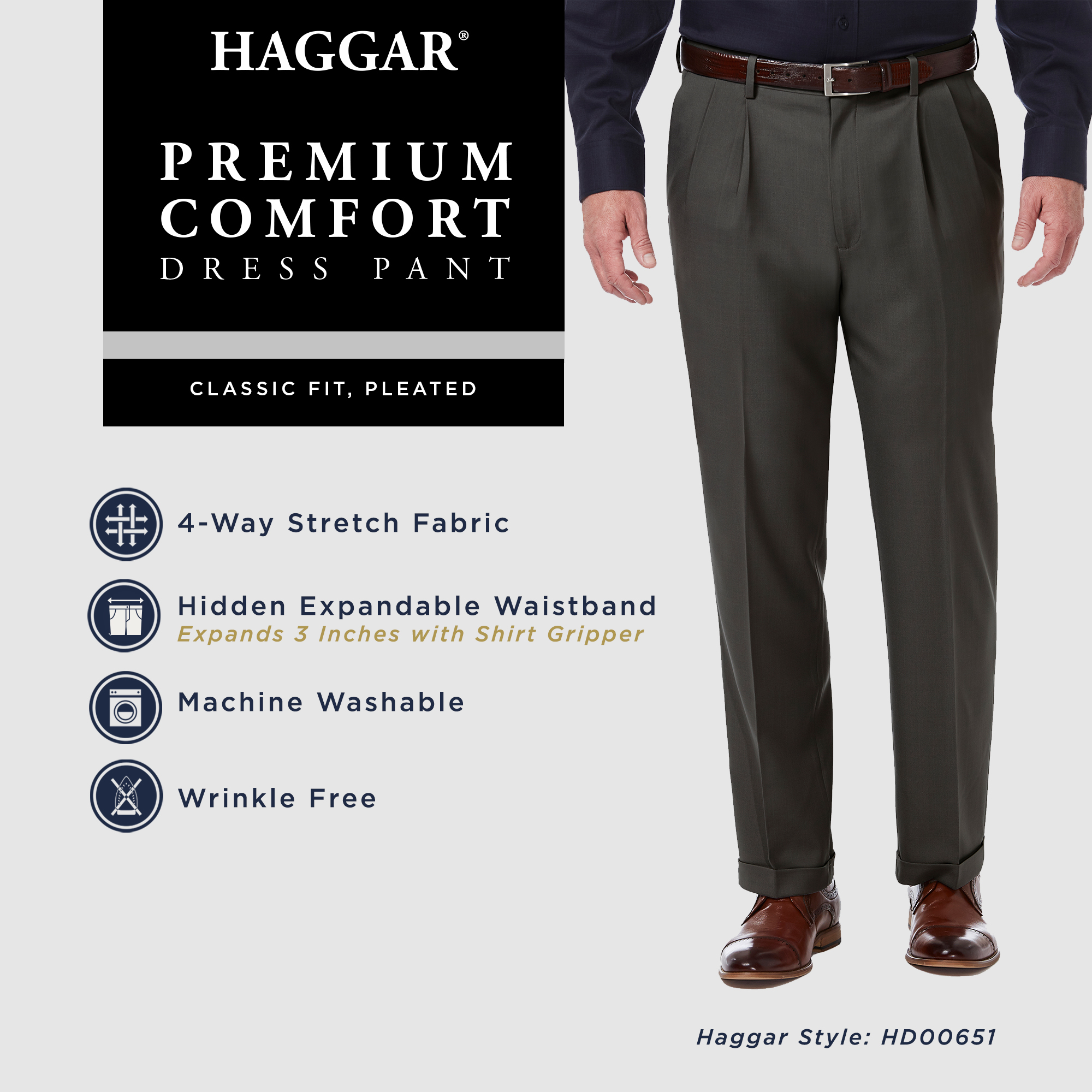 Premium Comfort Classic Fit Pleat Front Pant