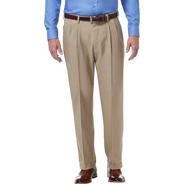 Haggar Men's Premium Comfort Classic Fit Pleat Front Pant Med Khaki - Size: 38W x 34L TMW235R38F18
