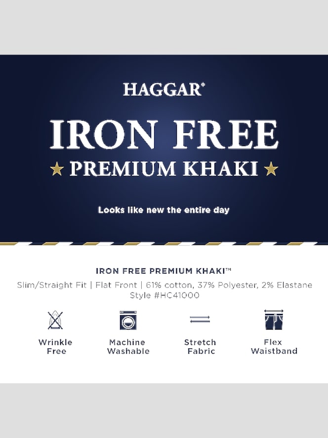 Haggar Iron Free Premium Khaki&trade; Slim/Straight Fit Flat Front Pant