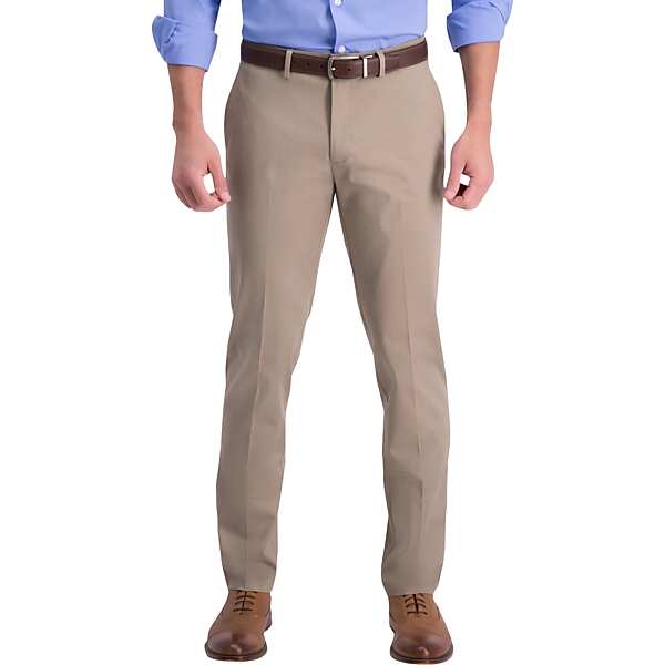 Haggar Men's Iron Free Premium Khaki™ Slim/Straight Fit Flat Front Pant Med Khaki - Size: 32W x 34L