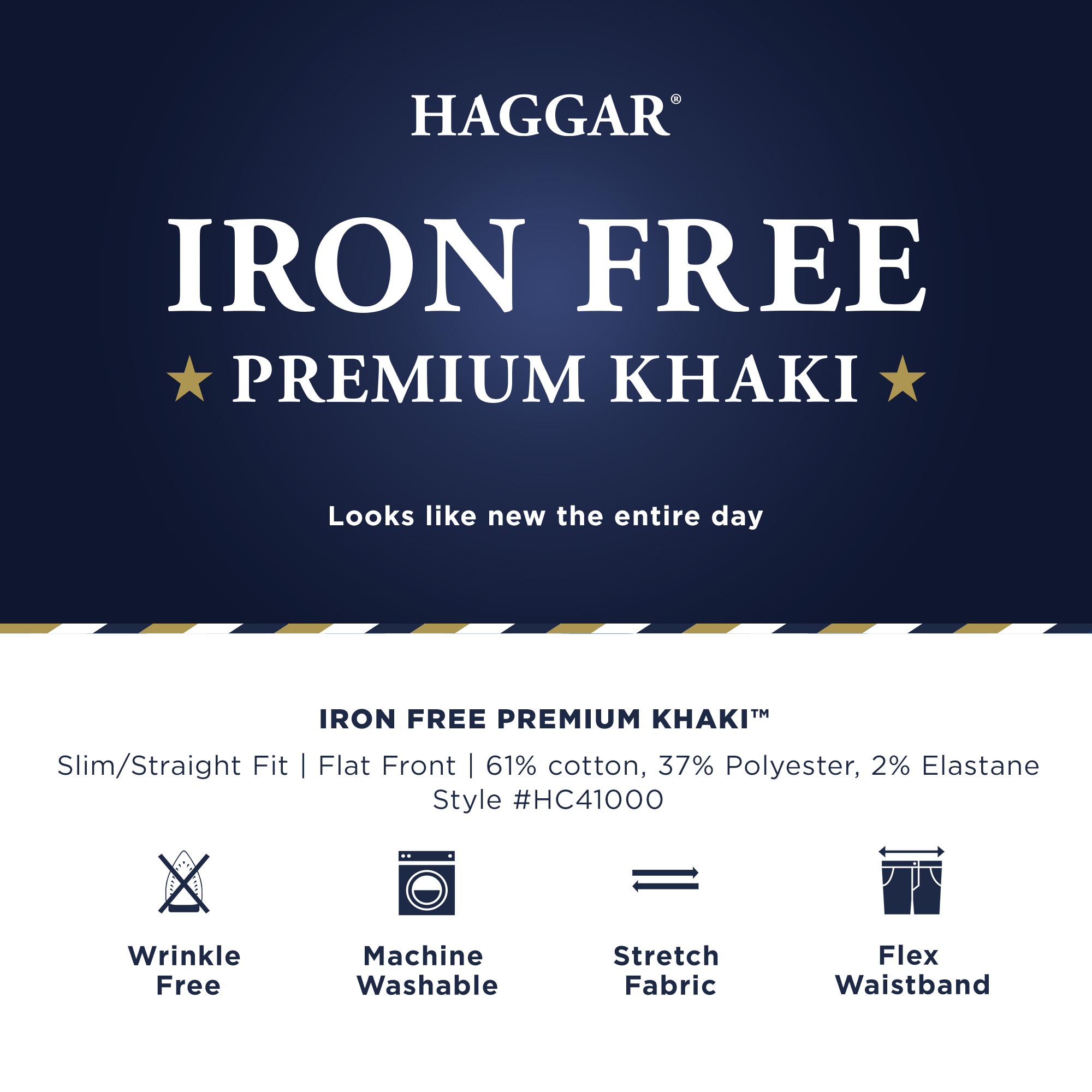 Iron Free Premium Khaki™ Slim/Straight Fit Flat Front Pant