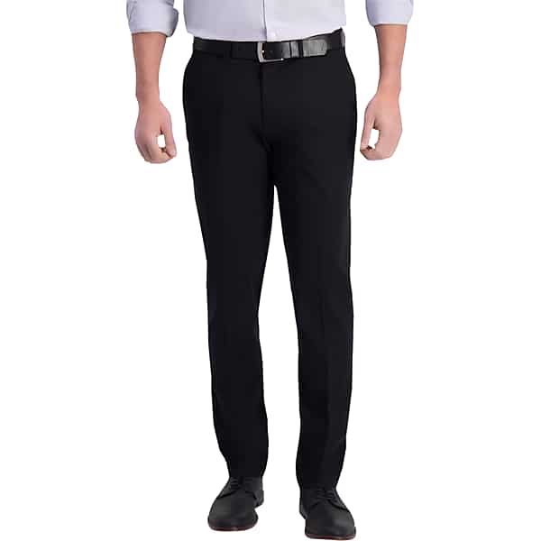 Haggar Men's Iron Free Premium Khaki™ Slim/Straight Fit Flat Front Pant Black Casual - Size: 34W x 29L TMW235T34928