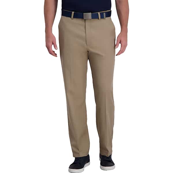 Haggar Men's Cool Right® Performance Flex Classic Fit Flat Front Pants Khaki Hthr - Size: 44W x 32L
