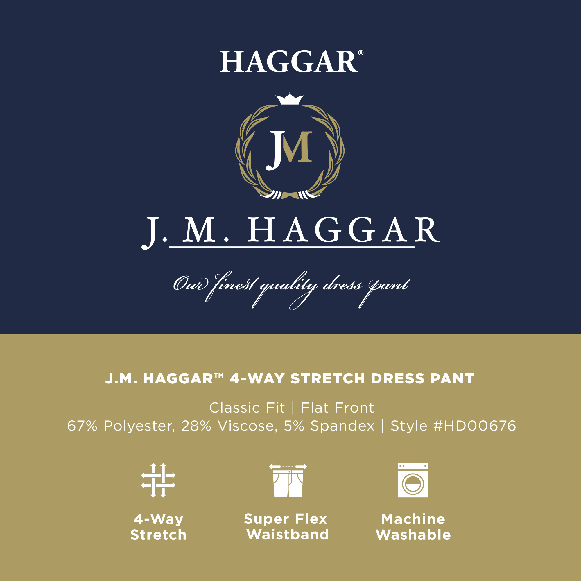 J.M. Haggar™ Performance 4-Way Stretch Classic Fit Flat-Front Pants