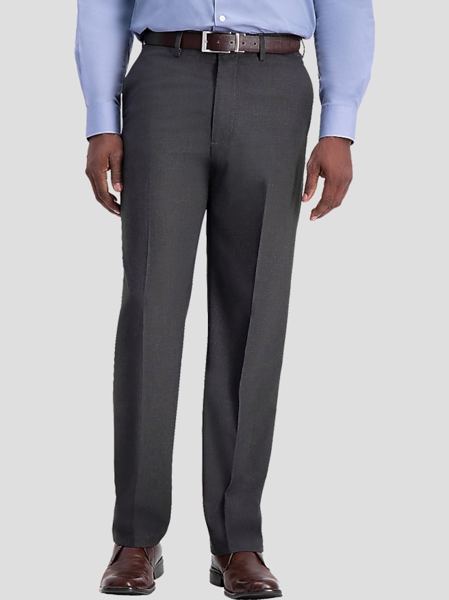 Haggar Men's J.M. ™ Performance 4-Way Stretch Classic Fit Flat Front Dress Pant , Charc Hthr / Gray