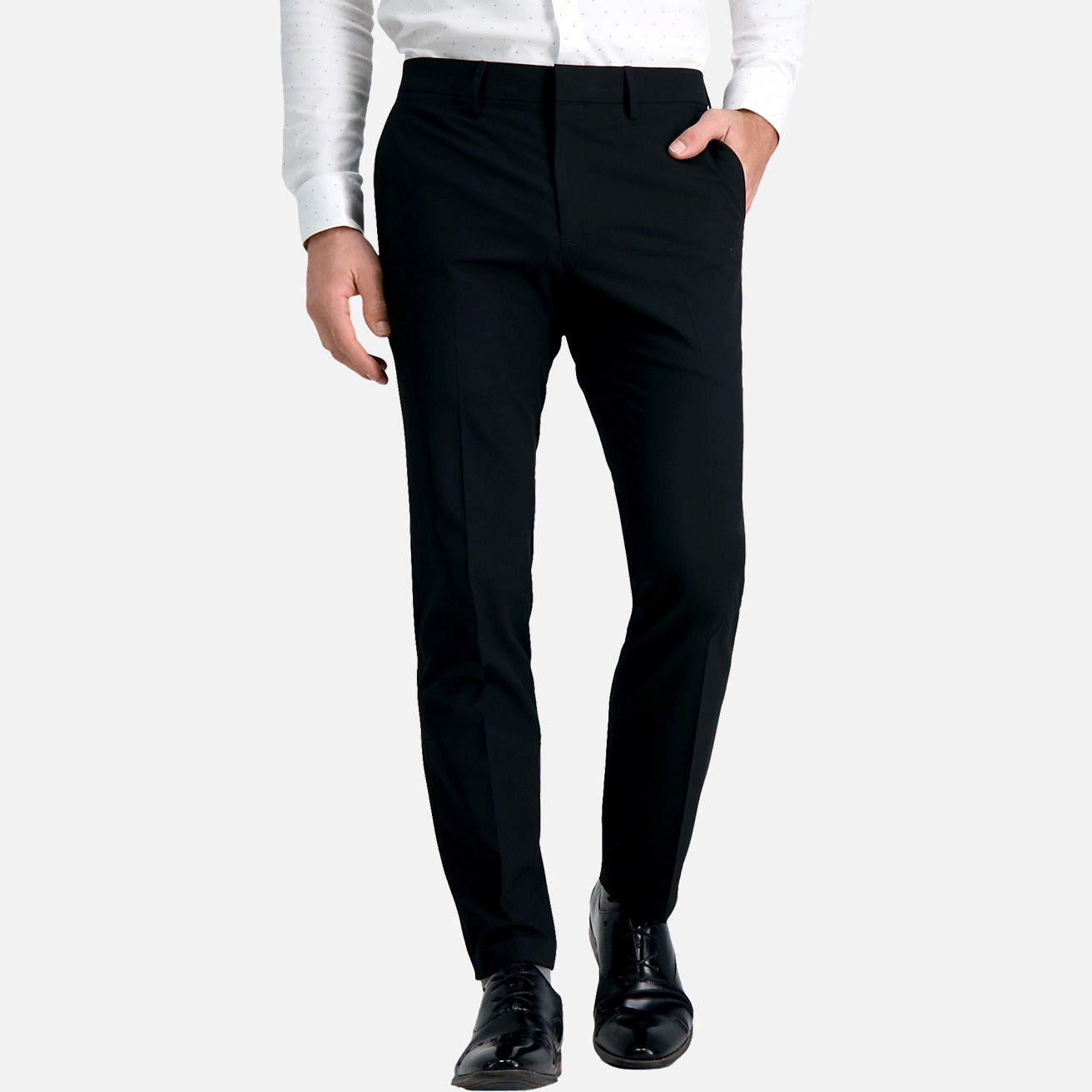 Buy Men Black Super Slim Fit Solid Flat Front Casual Trousers