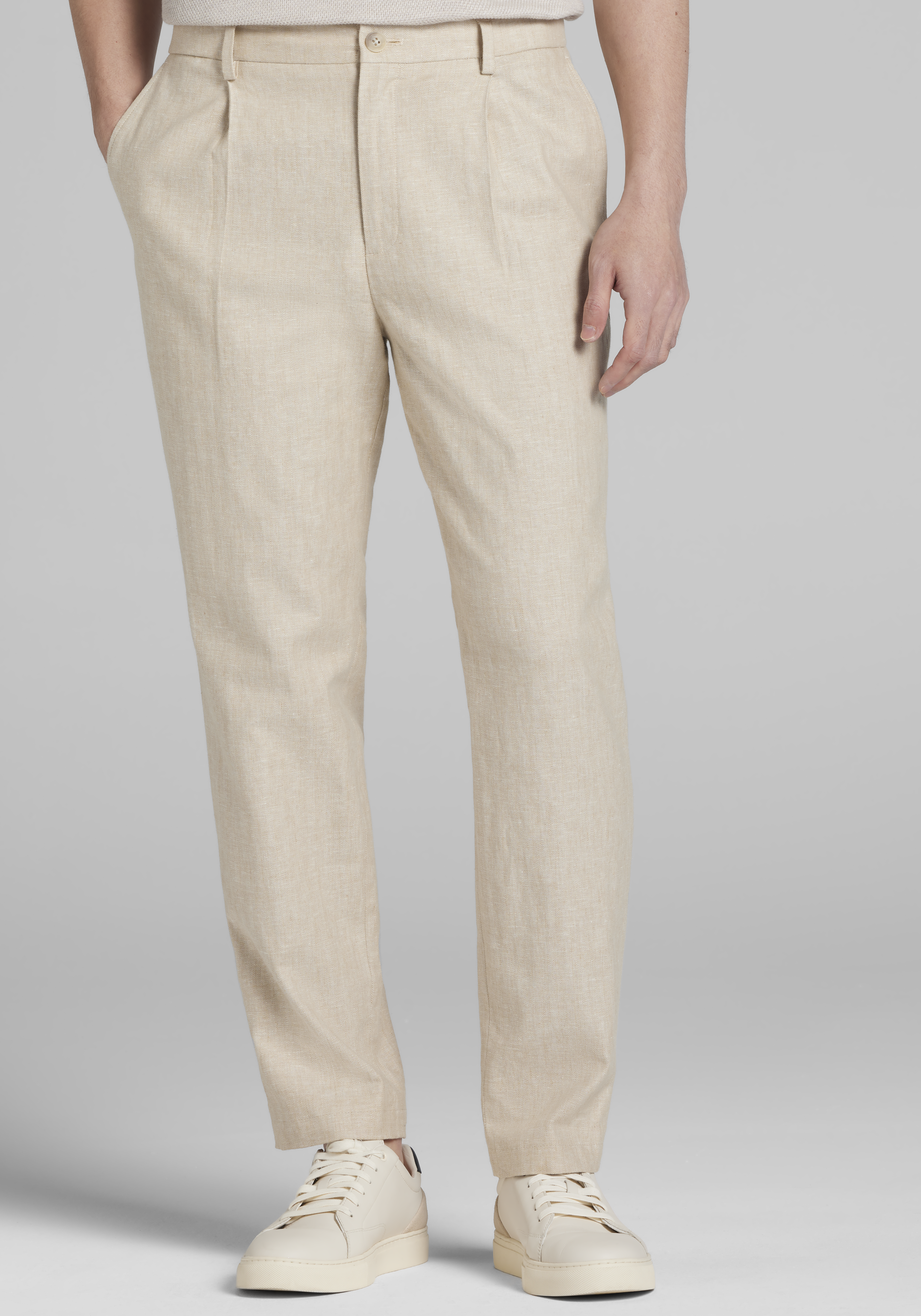 Joseph Abboud Linen Herringbone Chino | Casual Pants | Men's Wearhouse