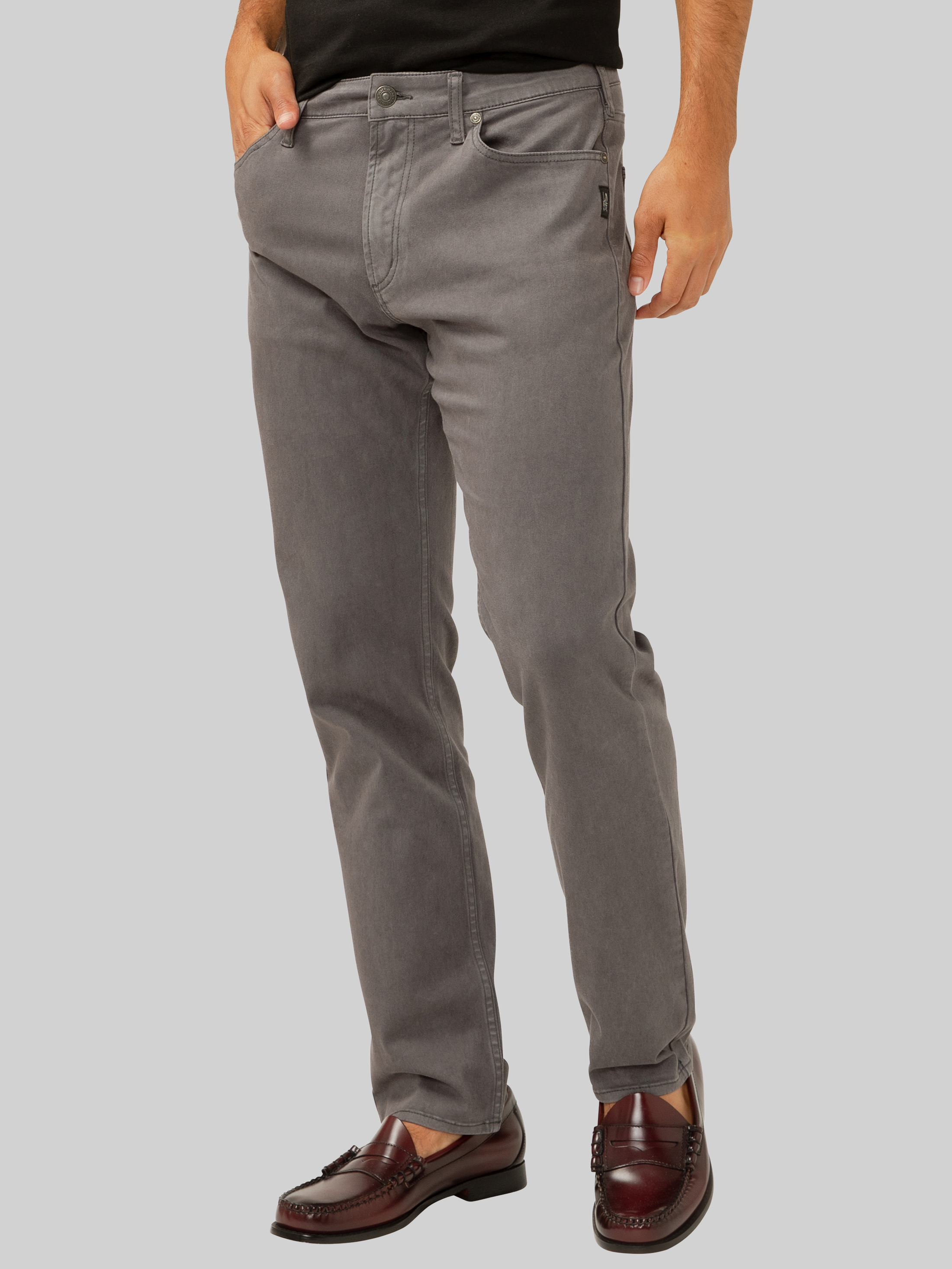 【BAON】Mael brushed gray denim pants Slim Light Grey Jeans | Dapper Boi