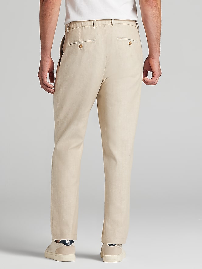 Joseph Abboud Modern Fit Pleated Stretch Linen Blend Chinos