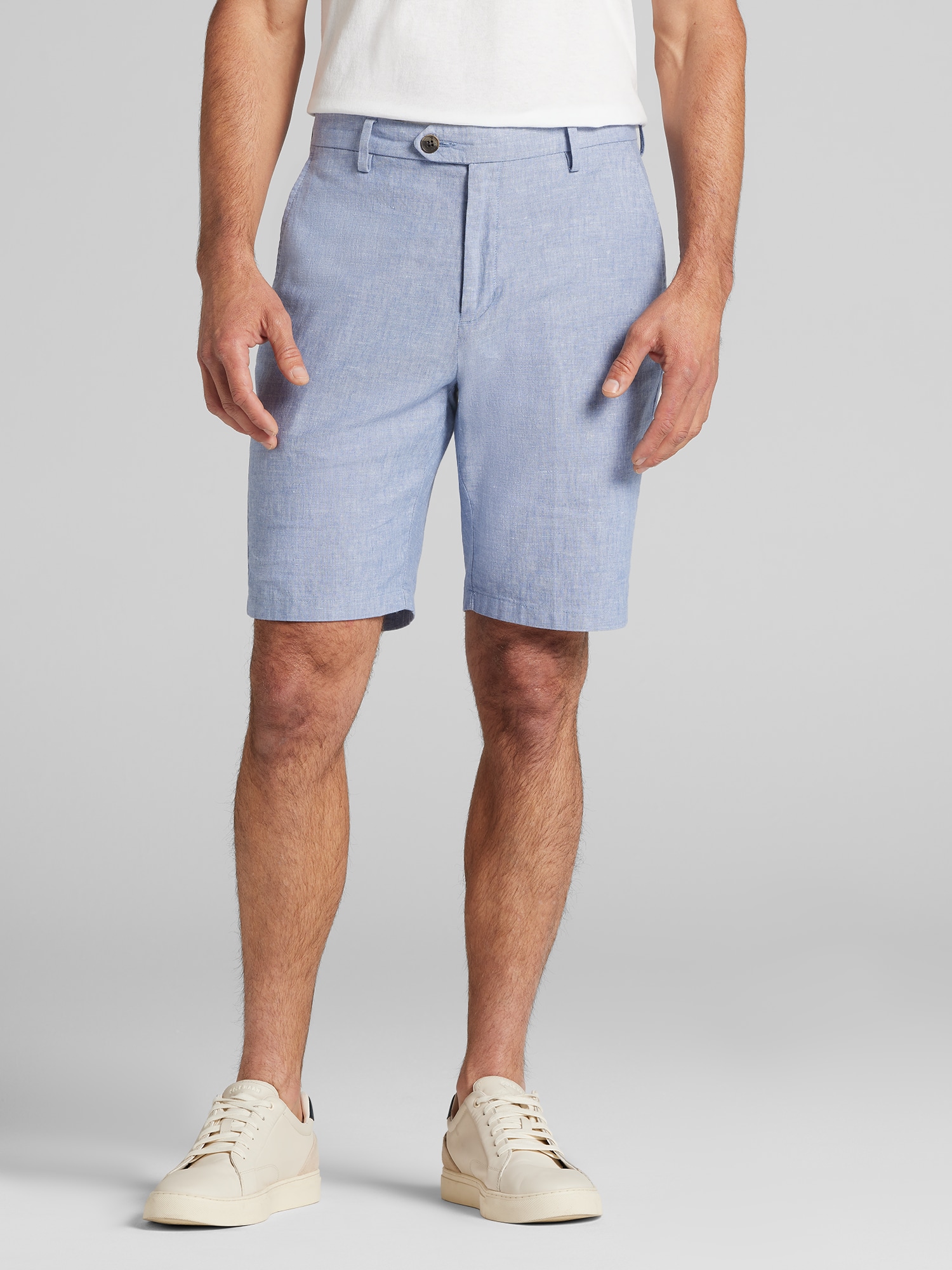 Modern Fit Linen-Blend Stretch Shorts 9"
