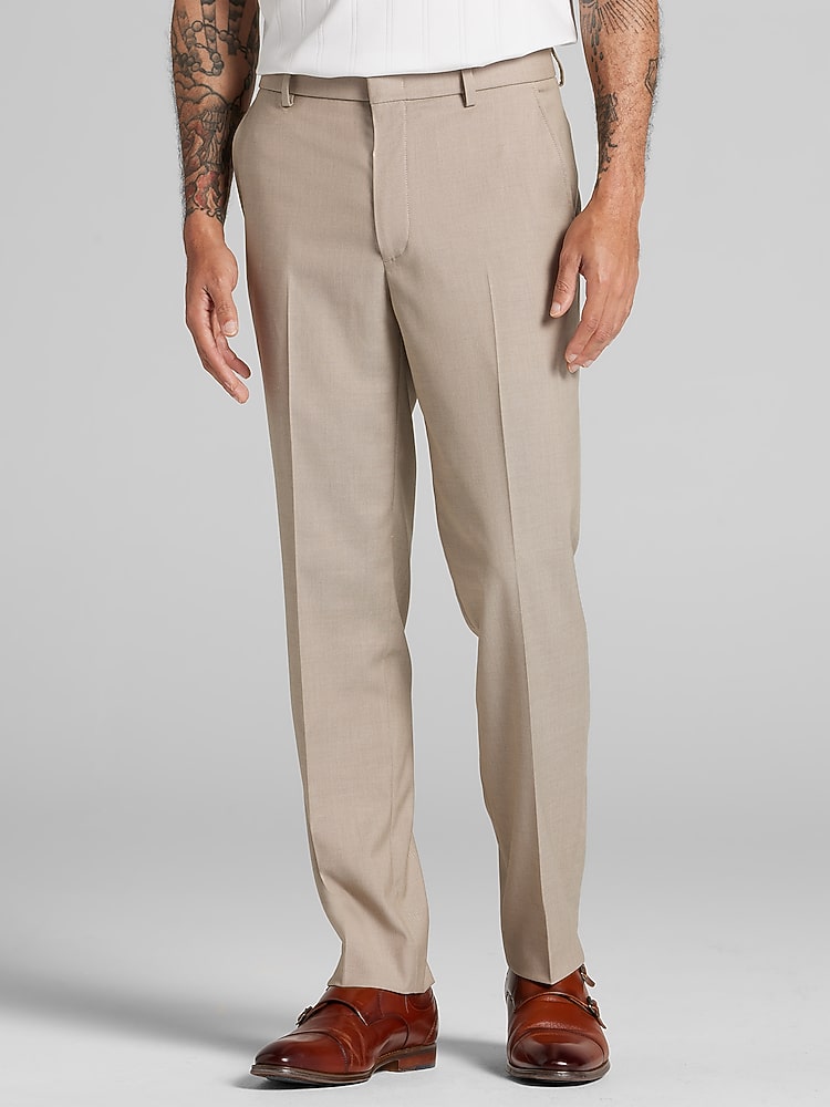 Awearness Kenneth Cole Chillflex Modern Fit Performance Dress Pants in Tan  Mens Stretch Dress Slacks 34W x 32L