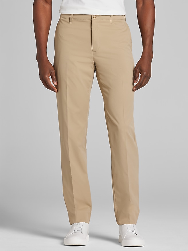 PGA Tour Men's Classic Fit Active Waist Performance Stretch Pant , Chinchilla / Brown