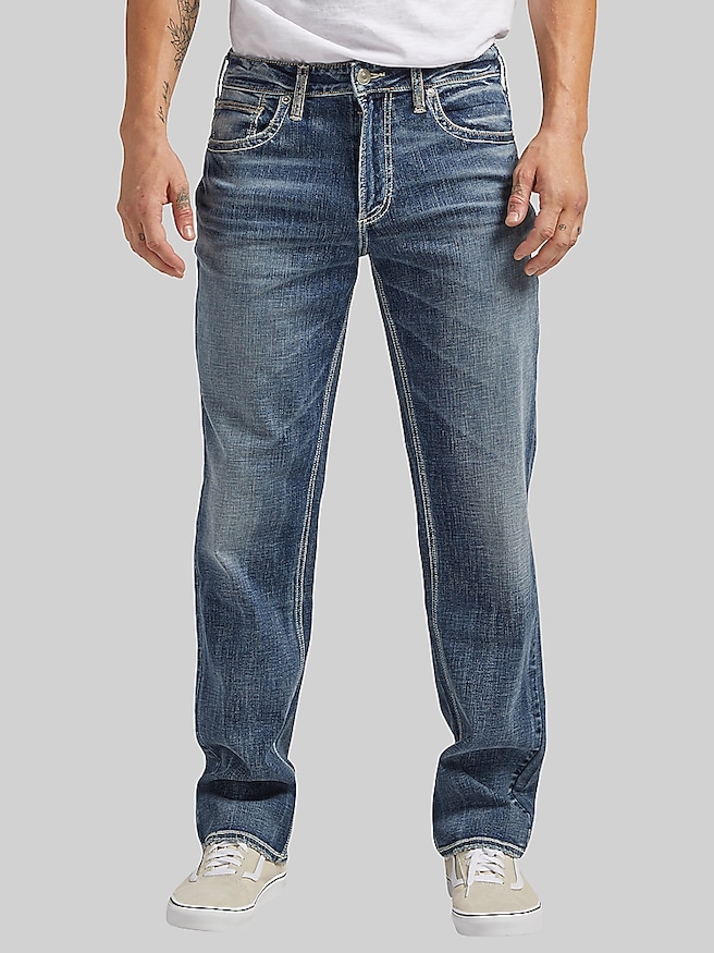 Silver Jeans Men's Classic Fit Straight Leg Jeans , Medium Wash / Blue