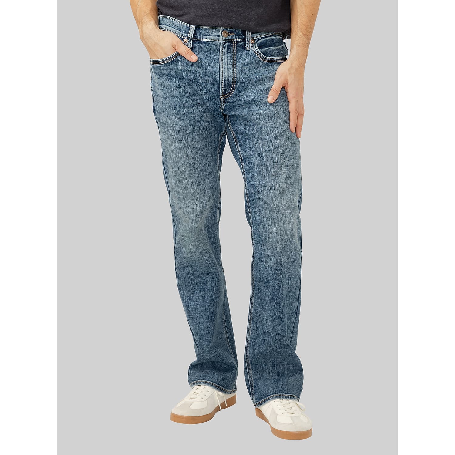 Silver Jeans Men’s Slim Fit Bootcut Jeans in Medium Wash Blue – Cotton Blend Denim Pants, Size 40W x 32L