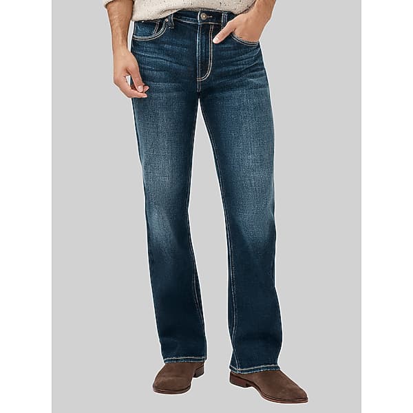 Silver Jeans Co. Men's Zac Relaxed Fit Straight Leg Jean Dark Wash - Size: 32W x 34L