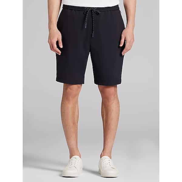 Awearness Kenneth Cole Men's CHILLFLEX Modern Fit Stretch Ripstop Dobby Shorts 9" Black - Size: Small